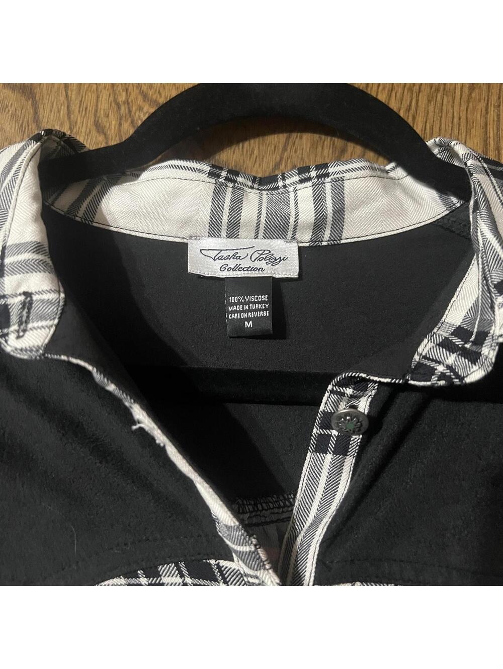 Taasha Peezy Sleeveless Plaid Shirt Dress with Aztec Print - Large - Picture 2 of 3